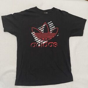 Adidas Originals Trefoil Graphic T-Shirt Black Red White Men's Small 100% Cotton